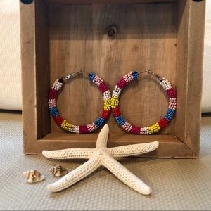 Multicolor Beaded Hoops